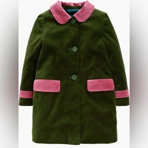 Mini Boden Green and Pink Velvet Coat 7/8 - EUC